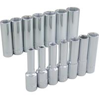 Socket Set, 14 Pcs, 3/8" Drive Size, Deep - Gray Tools 29214