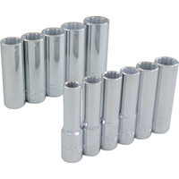Socket Set, 11 Pcs, 3/8" Drive Size, Deep - Gray Tools 29311