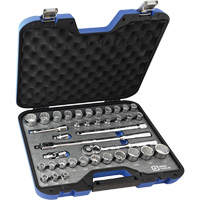 SAE & Metric Socket & Attachments Set, 38 Pcs, 1/2" Drive Size - Gray Tools 35038DH