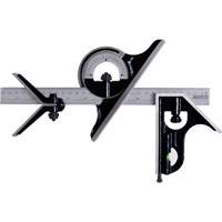 Combination Square Set with E/M Rule, 4 pcs., 1/64"/0.5 mm Graduations, Steel, Plain - Sowa 7490208
