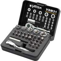 Bit, Socket & Ratchet Set, 31 Pcs., Hex/Phillips/Slotted/Square/Torx&reg; - Vega VSM31