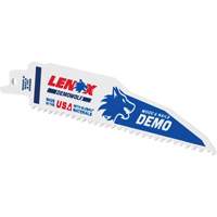 Demolition Reciprocating Saw Blade, Bi-Metal, 6 TPI, 6" L x 1" W - Lenox 205126066R