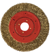 Brosse m&eacute;tallique &agrave; touret et &agrave; encapsulation partielle ne rejetant pas les fils, 3" dia., Fils 0,012", Arbre 1/4" - Felton Brushes NT380