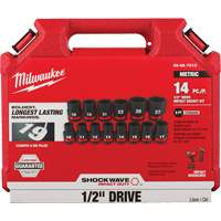 Shockwave Impact Duty Metric 6 Point Socket Set, 14 Pcs, Impact, 1/2" Drive Size - Milwaukee 49-66-7013