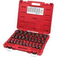 Shockwave Impact Duty SAE & Metric 6 Point Socket Set, 29 Pcs, Impact, 1/2" Drive Size, Deep - Milwaukee 49-66-7016