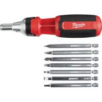 9-in-1 Square Drive Ratcheting Multi-bit Driver, 9-1/10" L, Cushion Grip Handle - Milwaukee 48-22-2322