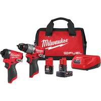 Ensemble tournevis-perceuse 1/2" M12 Fuel & tournevis hexagonal &agrave; percussion 1/4", Lithium-ion, 12 V - Milwaukee 3497-22