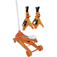 Service Jack with 3-Ton Vehicle Stands, 2.5 Ton(s) Capacity, 5" Lowered, 19-1/4" Raised, Manual Hydraulic - Strongarm 030416