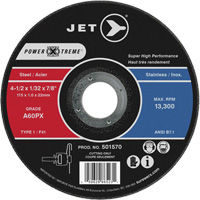 A46PX Power-Xtreme Cut-Off Wheel, 4-1/2" x 1/16", 7/8" Arbor, Type 1, 13300 RPM - JET 501572