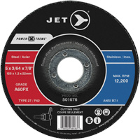 A60PX Power-Xtreme Cut-Off Wheel, 5" x 3/64", 7/8" Arbor, Type 27, 12200 RPM - JET 501676