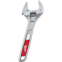 Wide Jaw Adjustable Wrench, 8" L, Chrome - Milwaukee 48-22-7508