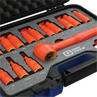 Douille isol&eacute;e, foret hex SAE & m&eacute;trique &agrave; prise 3/8" avec fixation, 1000 V, 16 M - Gray Tools 25016-I