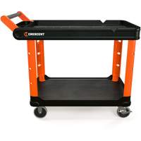 RAILWORKS 2-Shelf Industrial Utility Cart with 5" Hard Casters, 47" L x 24-1/2" W x 34" H, Black/Orange - Crescent IUC2SCBM
