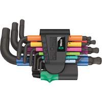 Jeu de cl&eacute;s coud&eacute;es multicolores 950/9 Hex-Plus , 9 mcx, M&eacute;trique - Wera Tools 05133164001