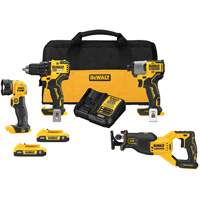 XR&reg; Brushless Cordless 4-Tool Combo Kit, Lithium-Ion, 20 V - DEWALT DCK427D2