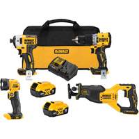 Ensemble de quatre outils combin&eacute;s sans fil et sans balai XR, Lithium-ion, 20 V - DEWALT DCK449P2