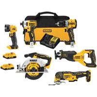 Ensemble six outils sans fil &agrave; moteur sans balai XR , Lithium-ion, 20 V - DEWALT DCK648D2