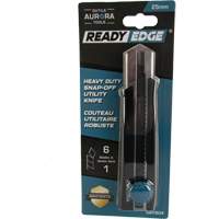Couteau r&eacute;tractable de 25 mm READYEDGE, Acier inoxydable, Robuste, Prise en Caoutchouc - Outils Aurora 