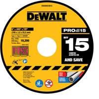 Meule &agrave; tronçonner pour m&eacute;tal, 6" x 0,045", Arbre de 7/8", Type 1, Oxyde d'aluminium - DEWALT DWA8053B15