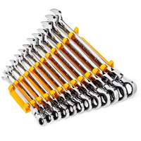 Jeu de cl&eacute;s &agrave; 12 pans et 90 dents, T&ecirc;te articul&eacute;e/Combinaison &agrave; cliquet, 12 morceaux, M&eacute;trique - Gearwrench 86727