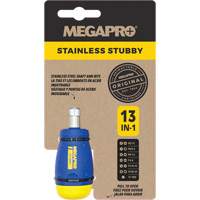 13-in-1 Stubby Screwdriver, 4-1/2" L, Plastic Handle - Megapro 131STUBBY-C