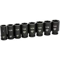 6 Point SAE Socket Set, 8 Pcs, Impact, 3/4" Drive Size, Deep - Gearwrench 84036