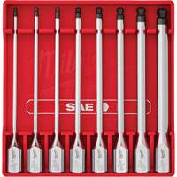 Jeu de douilles longues &agrave; embouts SAE, Sph&egrave;re hexagonale, Prise 3/8", 8 mr - Milwaukee 48-22-9549