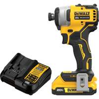 Ensemble tournevis &agrave; chocs sans fil et sans balai ATOMIC COMPACT SERIES MAX*, 1/4", 1700 lb-po Couple max., 20 V, Lithium-ion - DEWALT DCF809D1