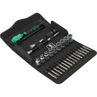 SA 14 Zyklop Comfort Ratchet Set with Reversing Lever, 28 Pcs, 1/4" Drive Size - Wera Tools 05005541001
