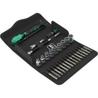 SA 15 Zyklop Comfort Ratchet Set with Reversing Lever, 28 Pcs, 1/4" Drive Size - Wera Tools 05005542001