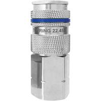 QUIKSILVER Industrial Quick Coupler, Nickel Plated Brass, 1/2", Female NPT, 500 psi - Topring 22.486
