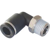 MAXFIT Push-to-Connect to Male NPT Elbow Adapter, 3/8" x 1/2" Dia., PBT Polymer - Topring 44.285