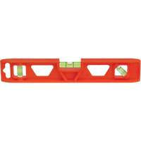 Niveau Torpedo Structo-Cast&reg; orange, 9" lo, Plastique, 3 fioles, Non magn&eacute;tique - Johnson 1402-0900