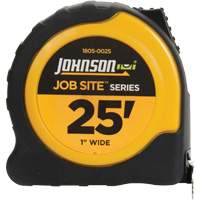 Job Site Power Tape with Steel Belt Clip, 1" x 25', 1/16" Graduations - Johnson 1805-0025