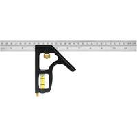 Heavy-Duty Inch/Metric Combination Square, 12" L, 1/8"/1/16"/1/32" Graduations, Stainless Steel - Johnson 400EM-S