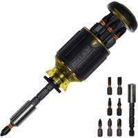 Tournevis tronqu&eacute; multi-embouts de longueur ajustable 8-en-1, 4-4/5" lo, Prise Coussin&eacute;e - Klein Tools 32308