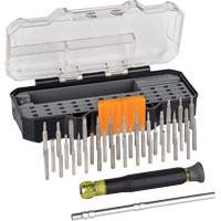 Jeu de tournevis de pr&eacute;cision tout-en-1 avec boîtier et embouts inviolables, 6-35/100" lo, Prise Coussin&eacute;e - Klein Tools 32717