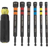 6-Piece Hollow Ratcheting Power Nut Driver Set, 1/4''/5/16''/3/8''/7/16''/1/2''/9/16'' Tip, 1/4" Drive, 6.3" L, Magnetic - Klein Tools 32950