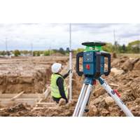 18V Green-Beam Horizontal/Vertical Rotary Laser Kit with Carrying Case, 2000' (609.6 m), 630-670 Nm - Bosch GRL18V-34K