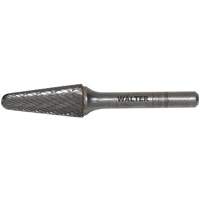 Double Cut Cone Carbide Burr, 1/2" Dia., 1/4" Shank, 1-1/8" Depth of Cut - Walter Surface Technologies 01V032