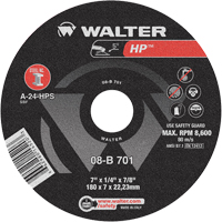 Meule HP &agrave; moyeu d&eacute;port&eacute;, 7" x 1/4", Arbre de 7/8", Type 28 - Walter Technologies Pour Surface 08B701