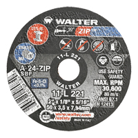 Meules &agrave; tronçonner renforc&eacute;es portatives de petit diam&egrave;tre - Zip, 2" x 1/8", Arbre de 5/16", Type 1, Oxyde d'aluminium, 31000 Tr/min - Walter Technologies Pour Surface 11L221