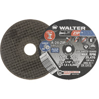 Zip Cut-Off Wheel, 3" x 1/16", 1/4" Arbor, Type 1, Aluminum Oxide, 25470 RPM - Walter Surface Technologies 11L312