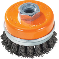 Knot-Twisted Wire Cup Brush with Ring, 3" Dia. x 5/8"-11 Arbor - Walter Surface Technologies 13G304