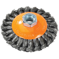Brosse soucoupe &agrave; fils nou&eacute;s torsad&eacute;s, Dia. 4", Arbre 5/8"-11, Acier - Walter Technologies Pour Surface 13H404