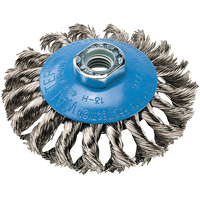 Brosse soucoupe &agrave; fils nou&eacute;s torsad&eacute;s, Dia. 4", Arbre 5/8"-11, Acier - Walter Technologies Pour Surface 13H414