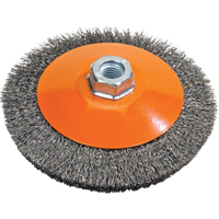 Brosse soucoupe &agrave; fils nou&eacute;s torsad&eacute;s, Dia. 5", Fils 0,02", Arbre 5/8"-11, Acier - Walter Technologies Pour Surface 13H504