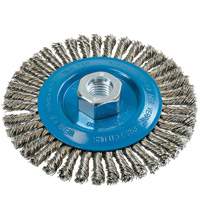 Knot-Twisted Stringer Bead Wire Wheel, 5" Dia., 0.02" Fill, 5/8"-11 Arbor, Aluminum/Stainless Steel - Walter Surface Technologies 13K514