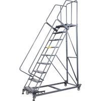 Monster Rolling Ladders, 6 Steps, 24" Step Width, 60" Platform Height, Steel - Ballymore CAL-ML063221-P