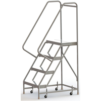 Rolling Ladder, 4 Steps, 24" Step Width, 40" Platform Height, Aluminum - Tri-Arc Manufacturing WLAR104244